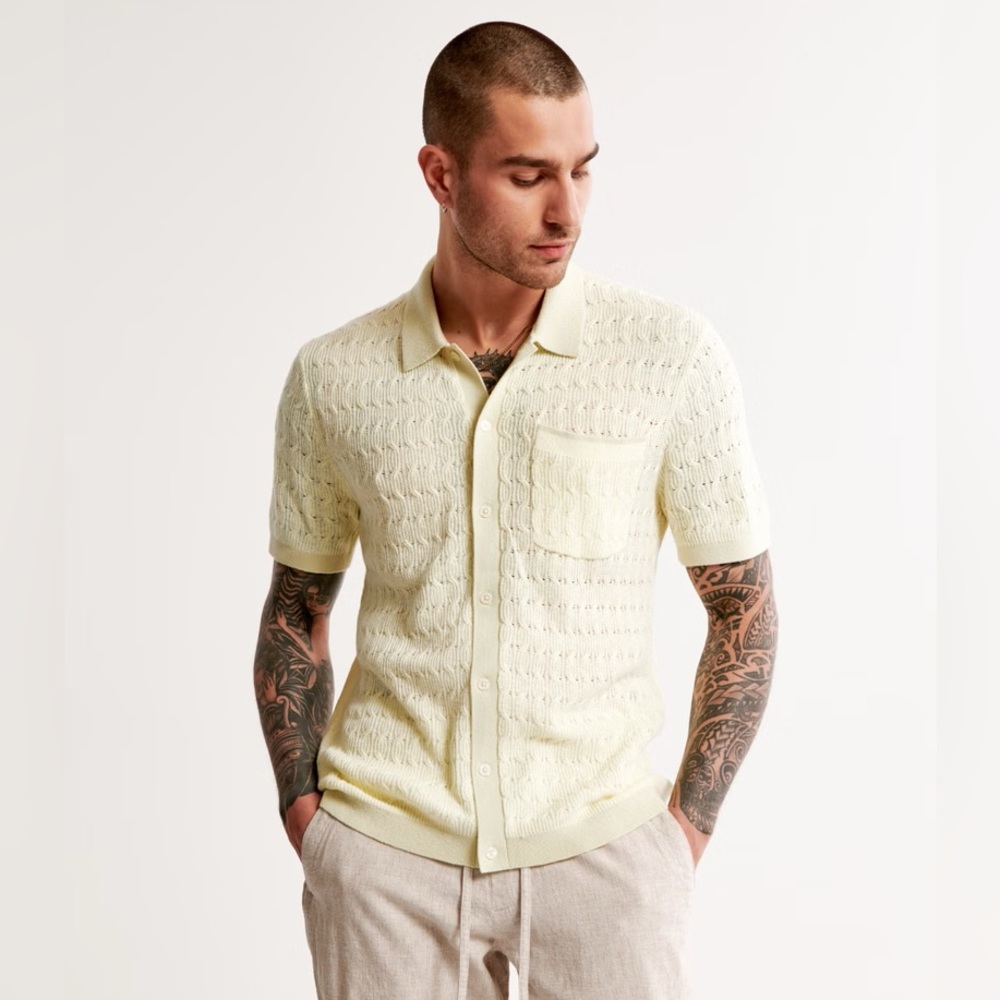 Abercrombie & Fitch Cream Sweater Polo Shirt
